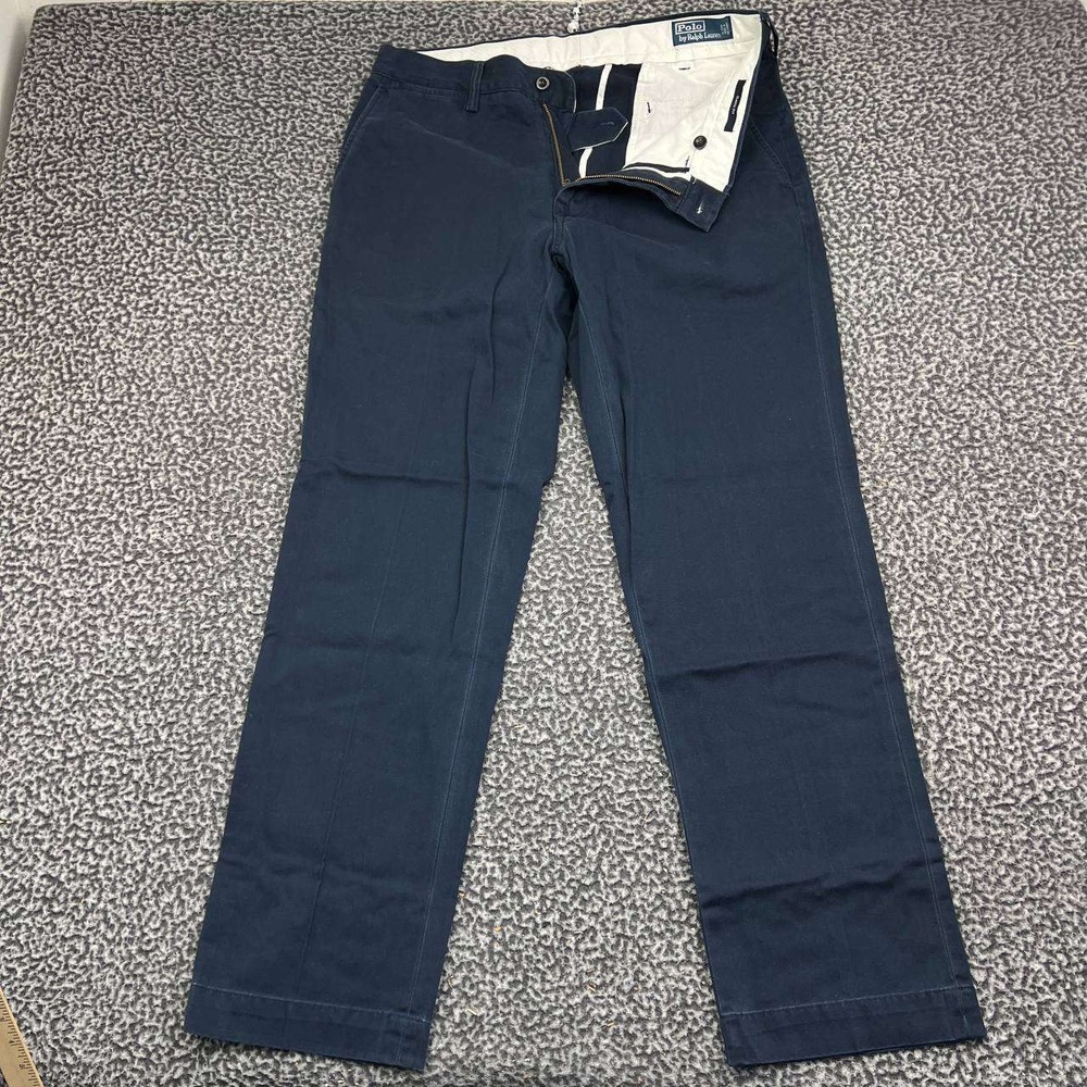 Vintage Polo Ralph Lauren Chino Pants Men 34x32 Classic Fit Navy Blue Cotton